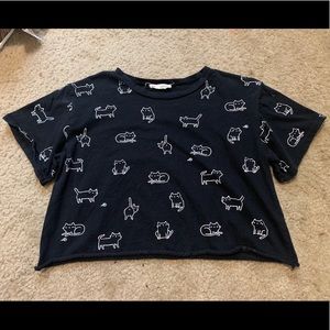 Black Cat Crop Top